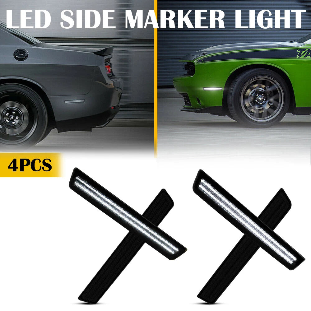 Front Rear Bumper Side Marker Lights For 2015-2022 Dodge Challenger Smoked EOA 6B93BC-57