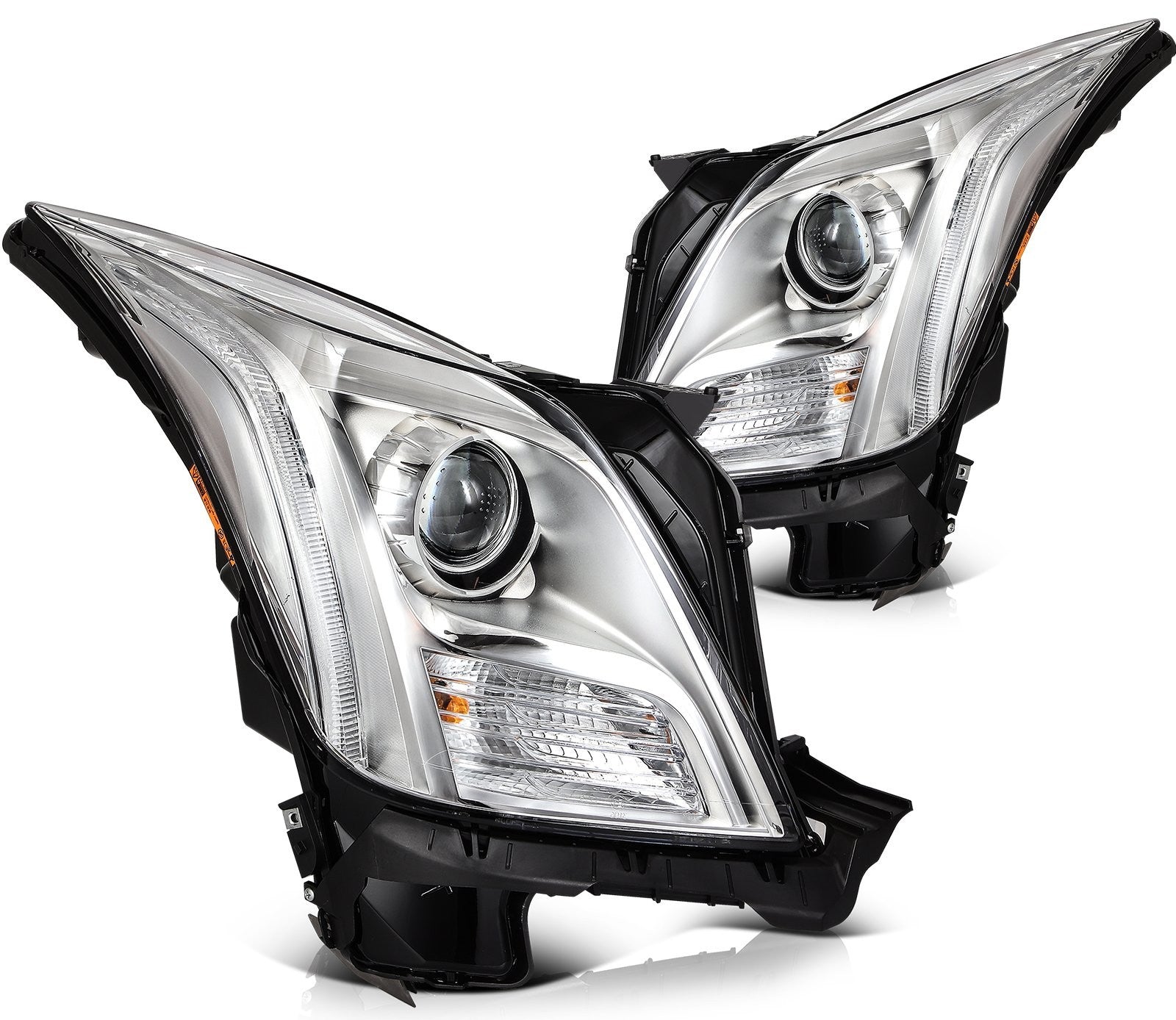 Pair Kit HID Headlights Assembly For 2013-2017 Cadillac XTS 3.6L Chrome 6B93BC-57