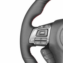 Hand-Sewing Black PU Leather Steering Wheel Covers Wrap For Subaru WRX STI 15-19