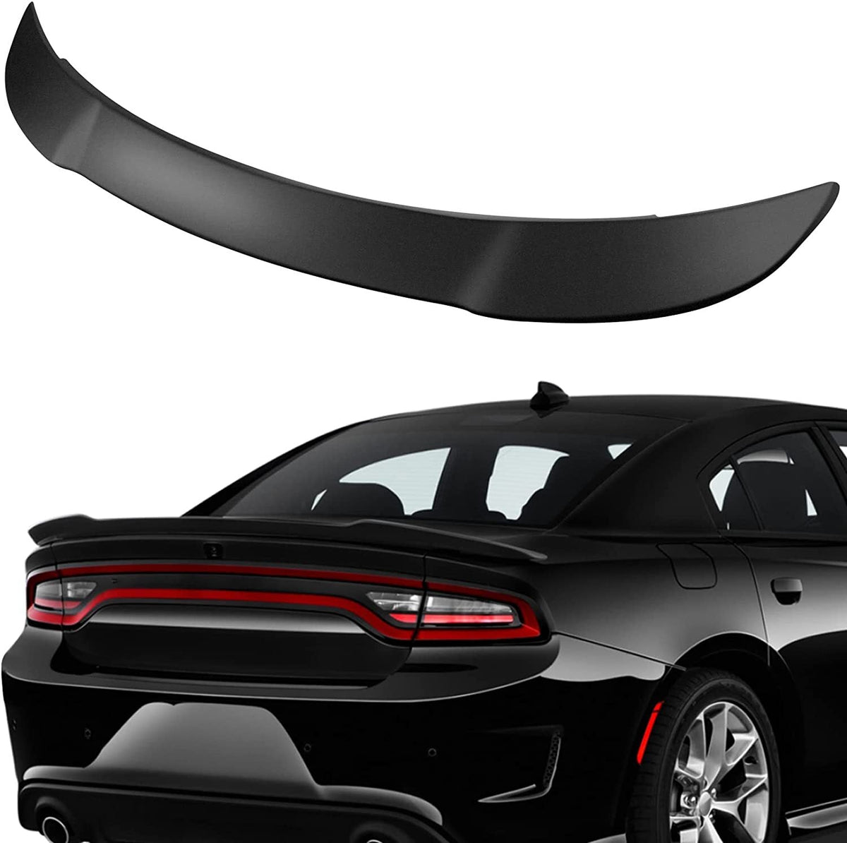 For 2011-2023 Dodge Charger Hellcat Style ABS Rear Wing Spoiler Matte Black 6B93BC-57