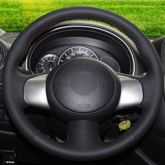 Leather Steering Wheel Hand-stitch on Wrap Cover For Nissan March Sunny Almera