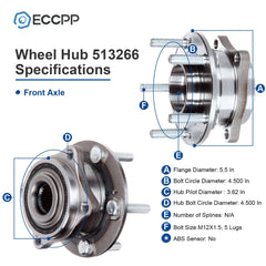 4 Front & Rear Wheel Hub Bearings Assembly For Hyundai Santa Fe Kia Sorento AWD 6B93BC-57