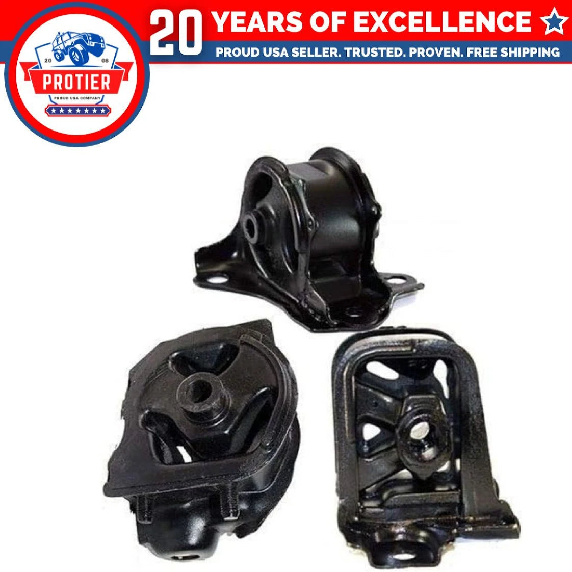 Motor & Trans Mount 3PCS Set Fit 1992-1996 Honda Prelude 2.2/2.3L for Auto 6B93BC-57