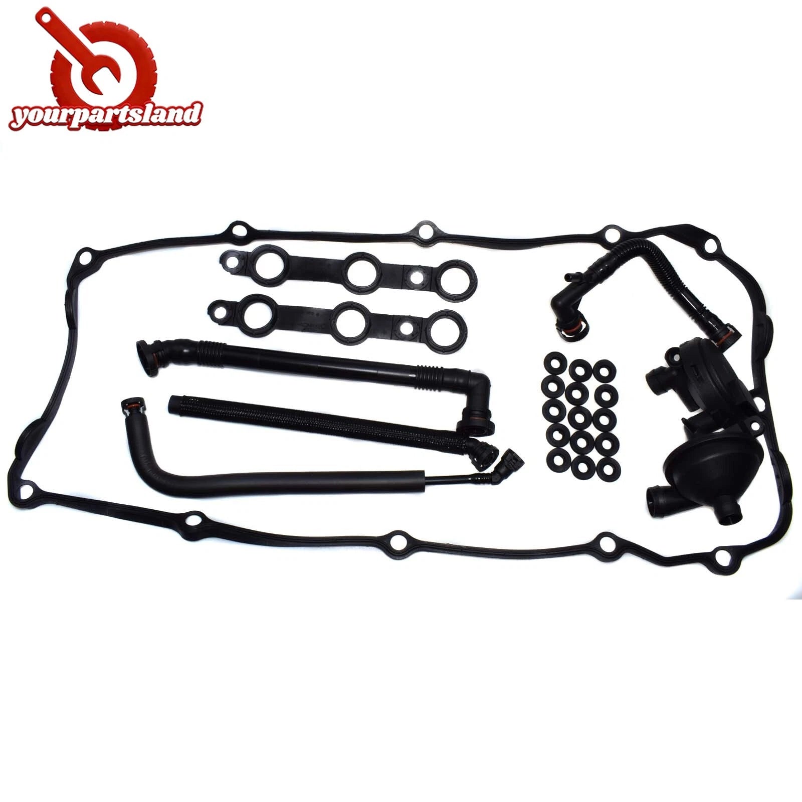 PCV Crankcase Vent Valve Breather Hose & Valve Cover Gasket Kit For BMW E46 325i 6B93BC-57