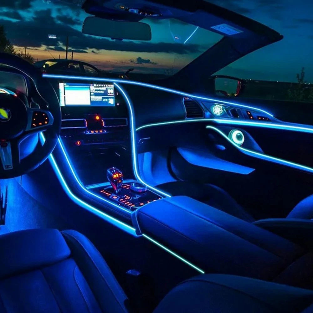 8M RGB LED Car Interior Fiber Optic Neon EL Wire Strip Atmosphere Light APP EOA 6B93BC-57