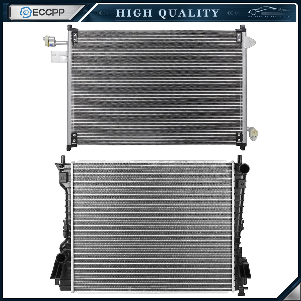 Aluminum Radiator & AC Condenser Cooling Kit For 2005-2009 Ford Mustang