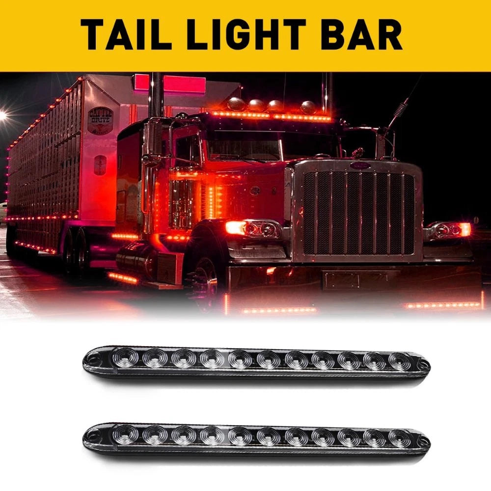 15" LED Red Sealed Truck Trailer Strip Brake Rear Turn Stop Tail Light Bar Clear 6B93BC-57