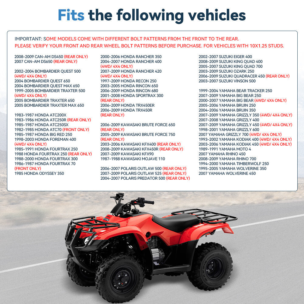 (2) 2" Wheel Spacers 4x110 10x1.25 For Yamaha Rhino Kawasaki Suzuki Honda 4/110 6B93BC-57