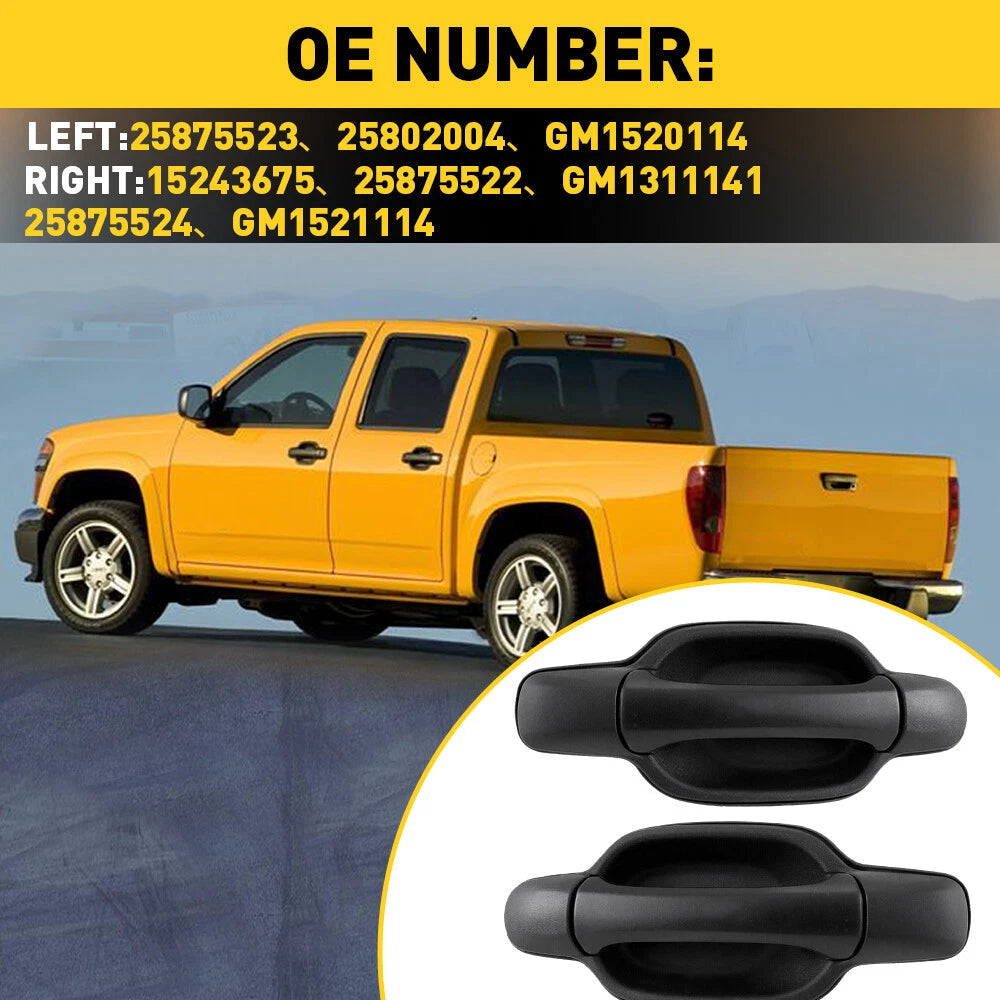 For 04-12 Chevy COLORADO GMC CANYON Outside Handle Door Pair L R Rear BLACK EOA 6B93BC-57