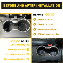 CUP HOLDER COVER FRAME CARBON FIBER ACCESSORIES TRIM FOR MUSTANG 2015-2022 EOA 6B93BC-57