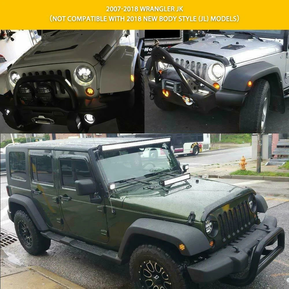 Front Amber LED Turn Lights Signal for Jeep Wrangler 2007-2018 JK (Smoke Lens) 6B93BC-57