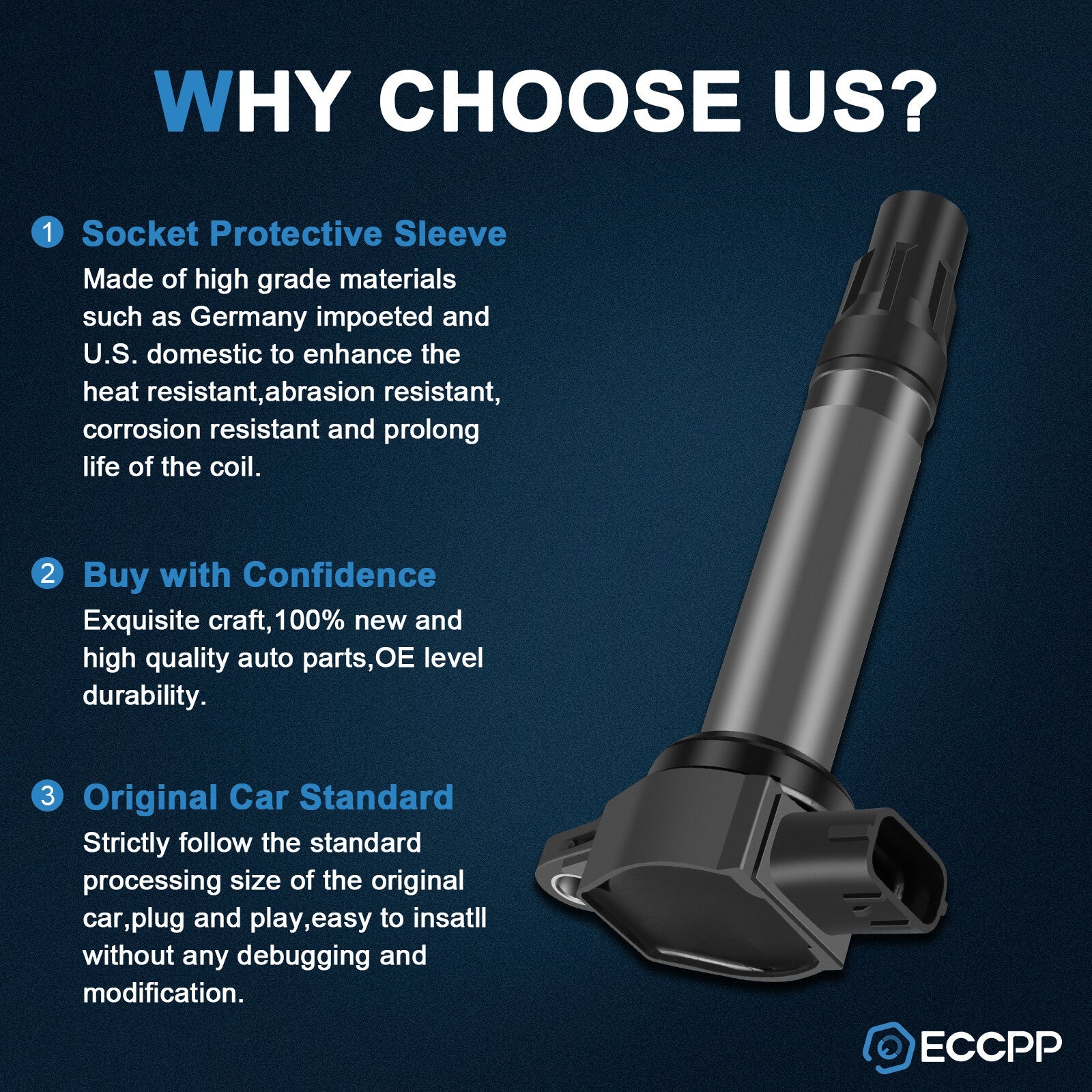 ECCPP 4 Ignition Coils For 09-17 Lancer 2.4L 07-16 Outlander 3.0L ECCPP