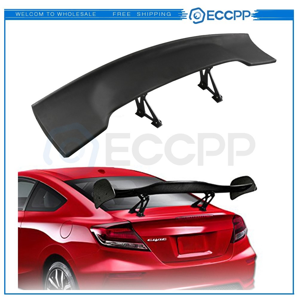 Universal 57" GT JDM Spoiler Wing Unpainted Black ABS Aluminum Leg Stem 6B93BC-57