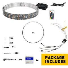 4x 15.5'' RGB Wheel Ring Lights LED Light For Truck Car Rim Lights Bluetooth APP 6B93BC-57