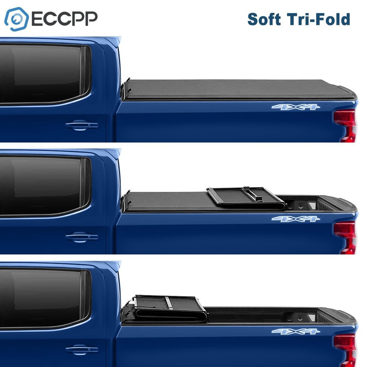 ECCPP 5ft Soft Tri-Fold Tonneau Cover Fits 15-21 Canyon/Colorado 5' Truck Bed ECCPP