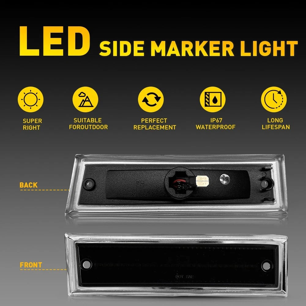 LED Side Marker Lights Front For 1981-91 Chevy K5 Blazer Suburban GMC K5 Jimmy A 6B93BC-57