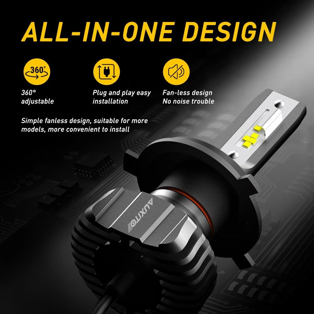 2X AUXITO H4 9003 LED Headlight Bulb Conversion Kit High Low Beam 9000LM B7 EA AUXITO