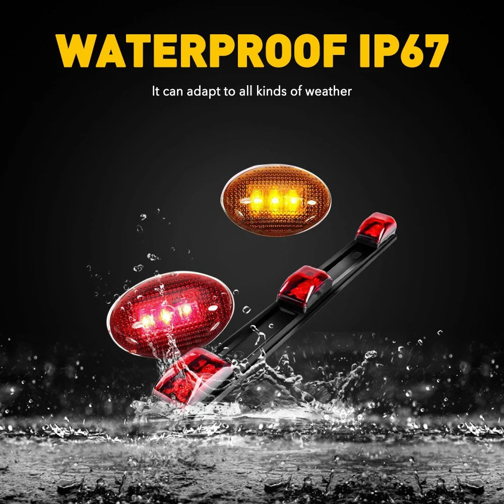 For 99-10 Ford F350 Red Amber LED Dually Fender Marker Lights w/ ID Tail Light 6B93BC-57