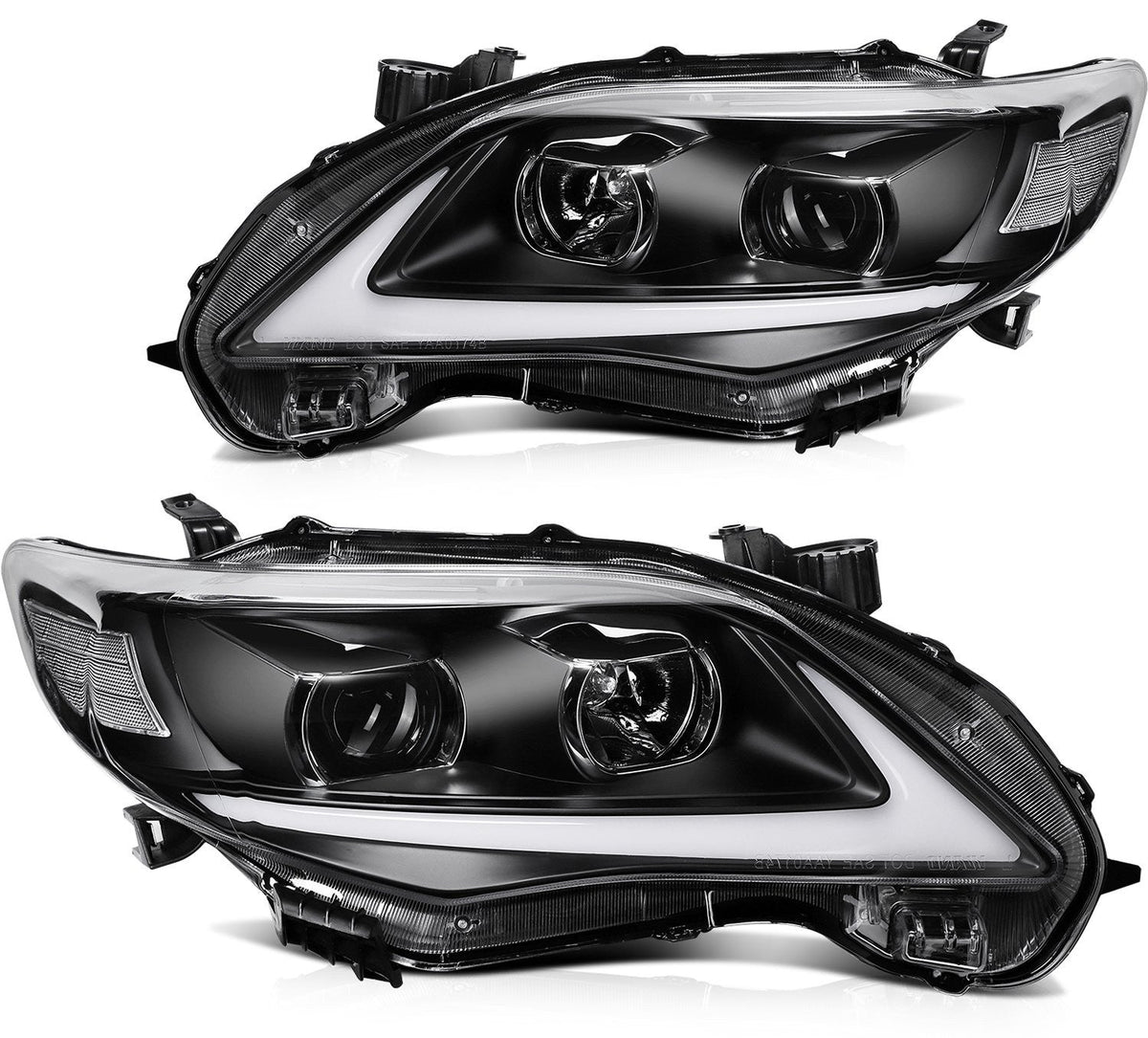 Pair LED Headlights Assembly For 2011-2013 Toyota For Corolla 1.8L 2.4L Black 6B93BC-57