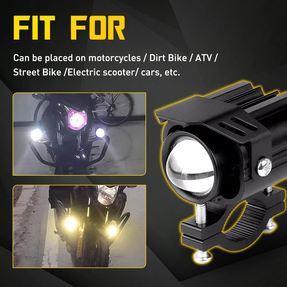 2Pcs Bi-colors Motorcycle LED Spotlight Headlight Driving Auxiliary Fog Lamps EA 6B93BC-57