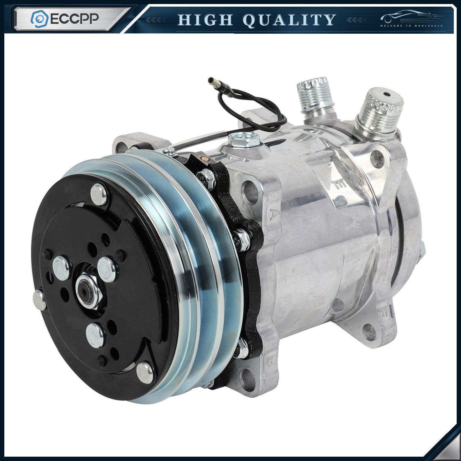 1x A/C Compressor with Clutch for Sanden 508 2-Groove V-Belt 6B93BC-57