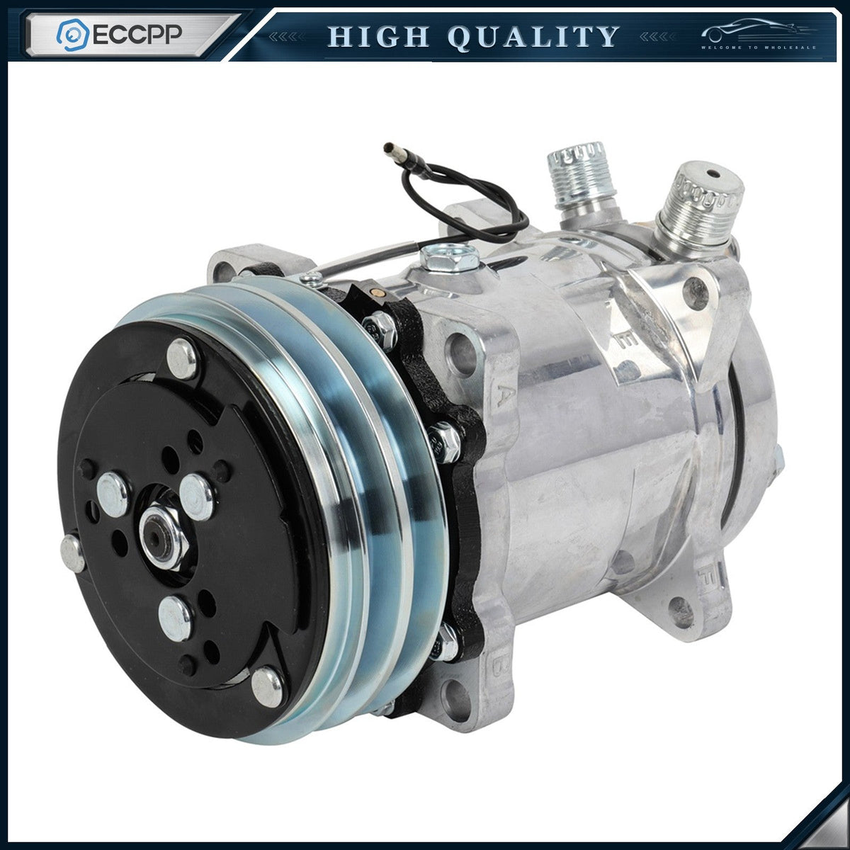 1x A/C Compressor with Clutch for Sanden 508 2-Groove V-Belt 6B93BC-57