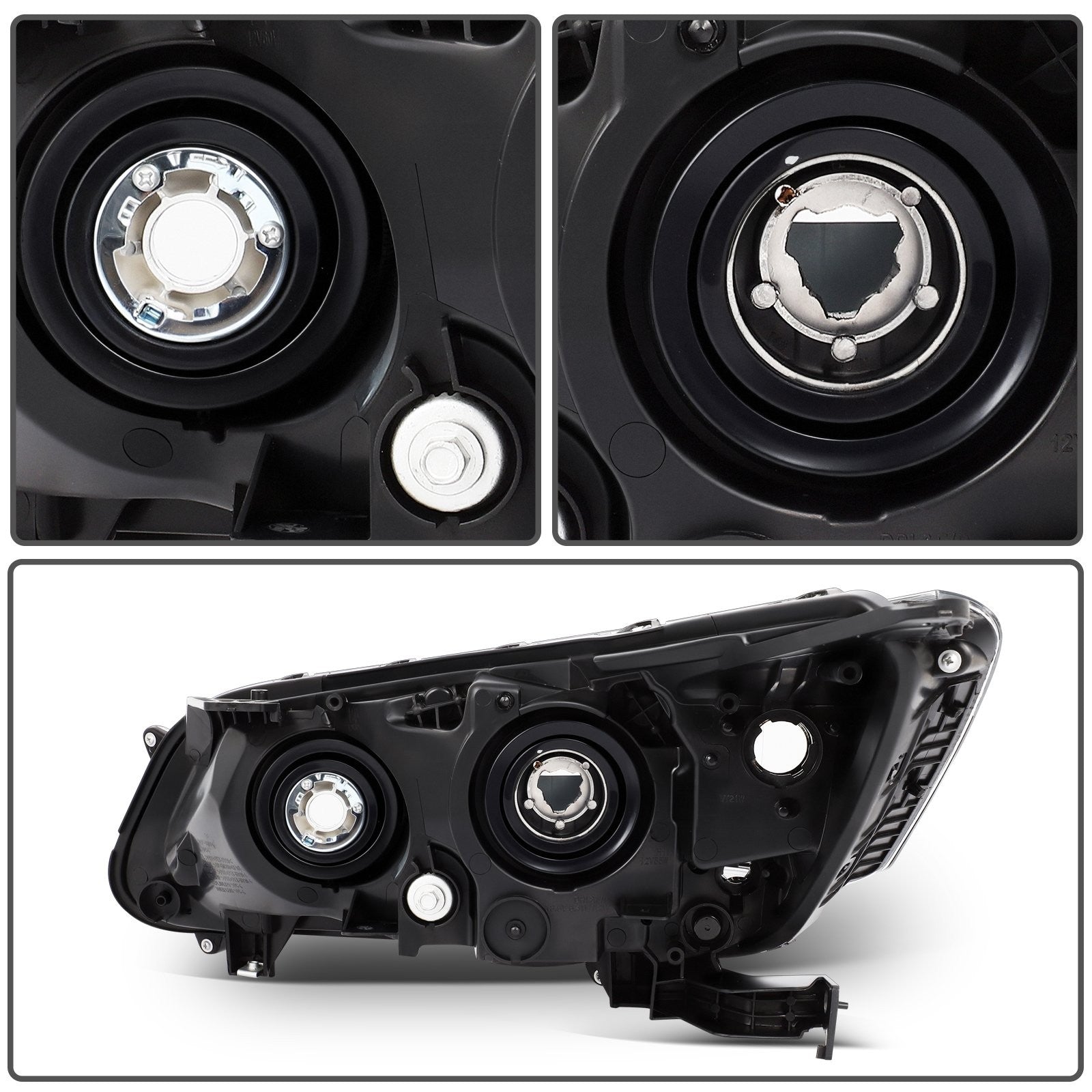 Pair Kit Halogen Headlights Assembly For 2013-2015 Honda Accord Black Amber KOEEP