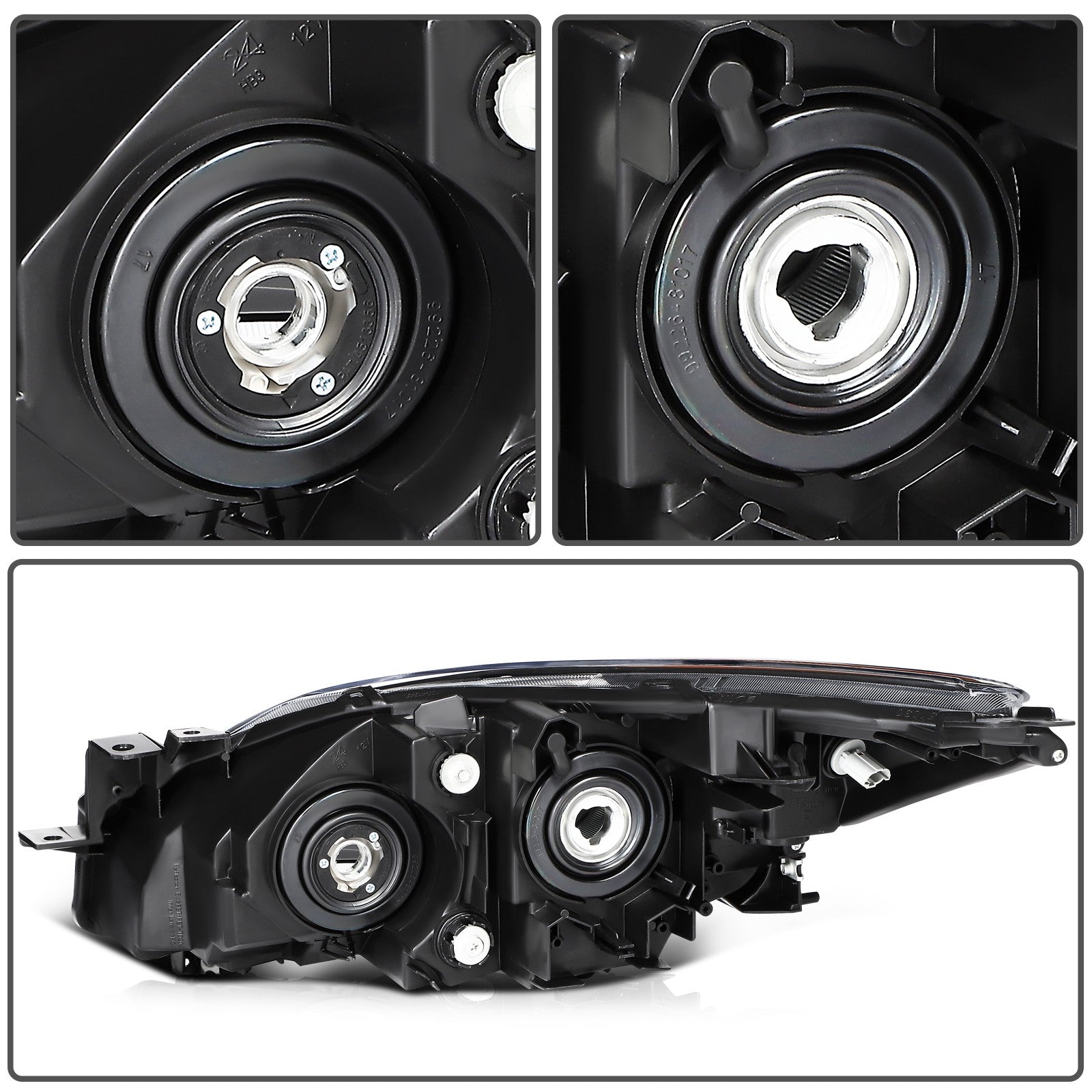 Pair Kit Headlights Assembly For 2010-2013 Mazda 3 Sport 2.0L 2.5L Black Amber 6B93BC-57