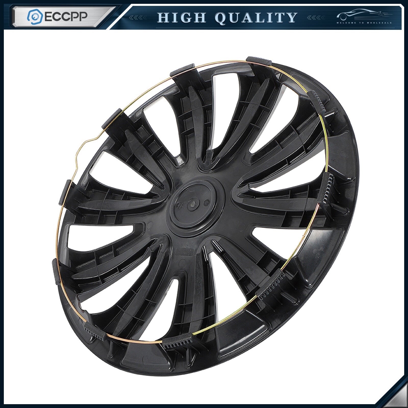 ECCPP 17" Wheel Hub Caps For R17 Tires Wheel Rim Covers Snap-On Silver & Black ECCPP