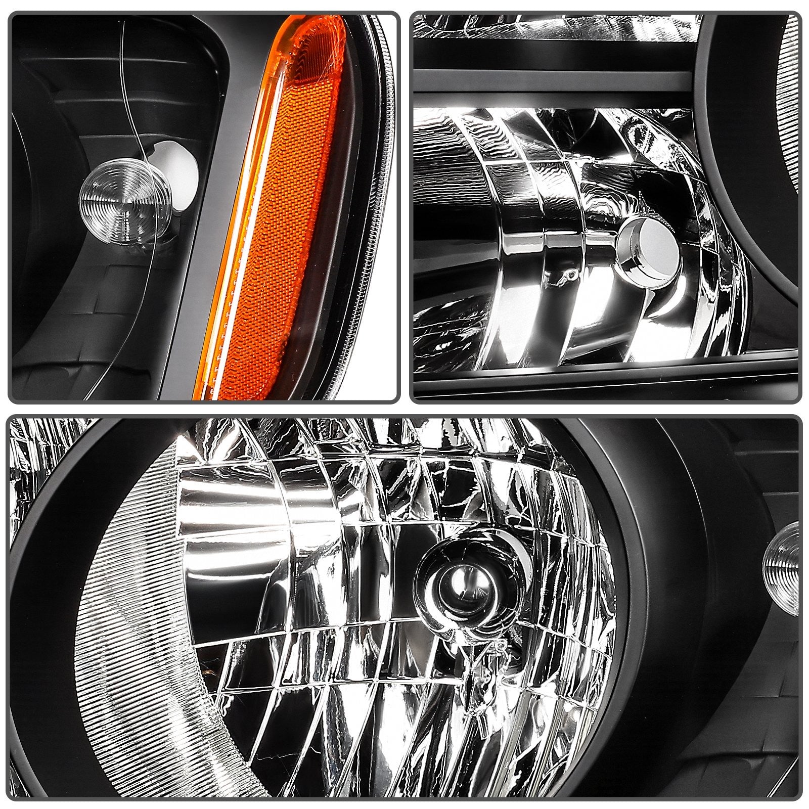 ECCPP Headlights Assembly For Honda Pilot 3.5L 2009-2011 Pair Kit Black Amber 6B93BC-57