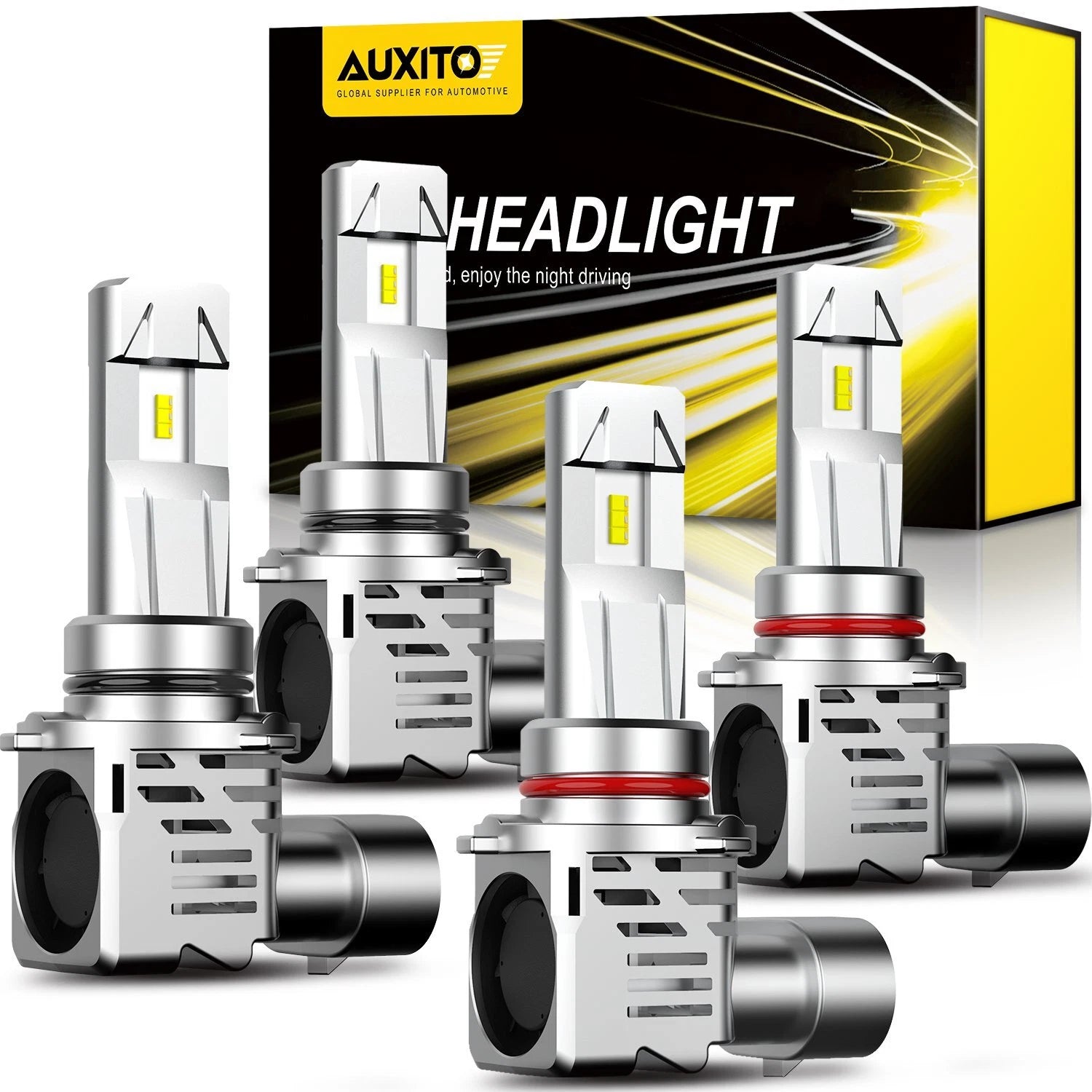 4X AUXITO 9005 9006 LED Headlight Kit Bulb High Low Beam Super White M3 US EOA AUXITO