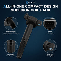 ECCPP 6 Ignition Coils For 2005-2018 Toyota Avalon 2007-2017 Toyota Camry 3.5L ECCPP
