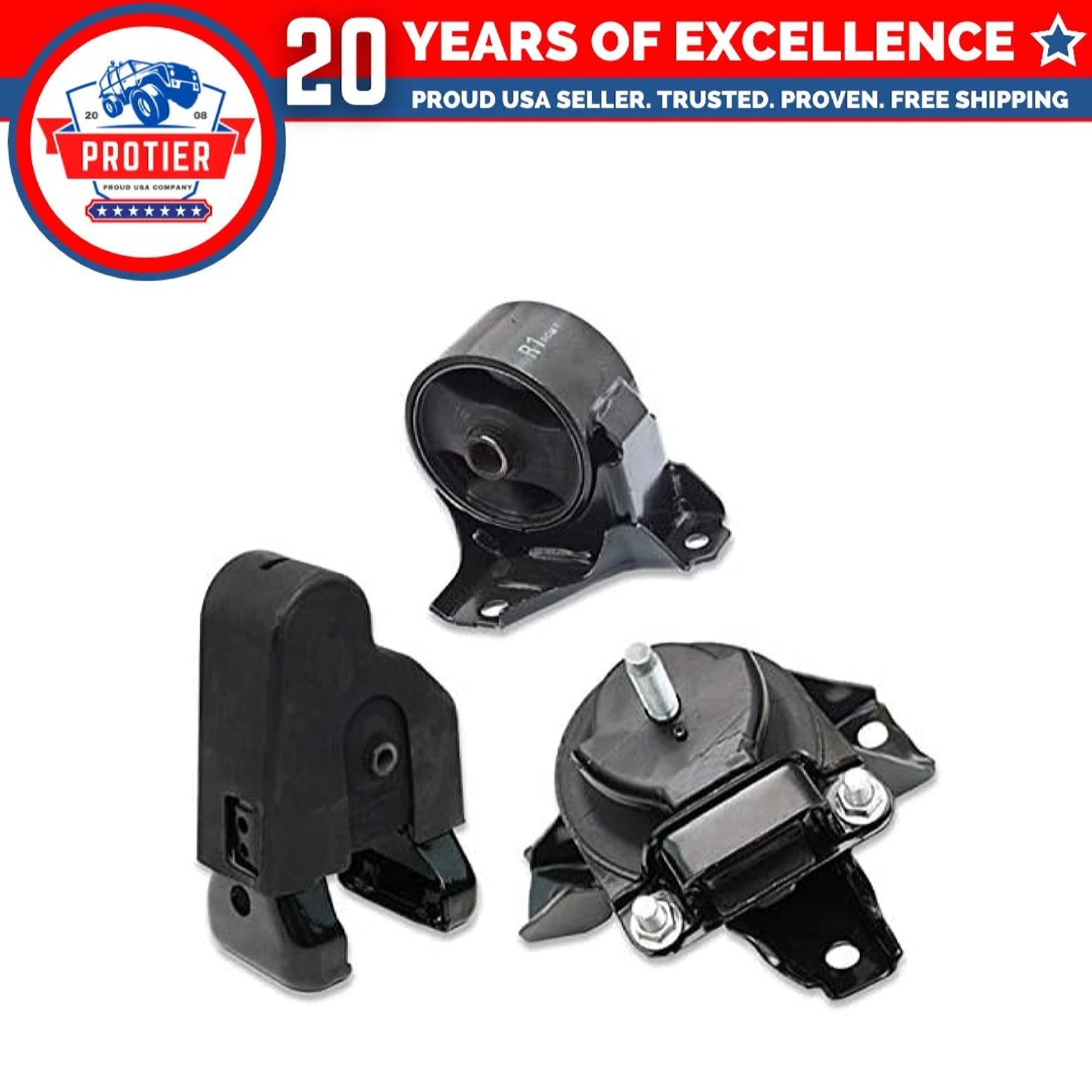 Fits 2006-2008 Hyundai Azera 3.3L 3.8L Front & FR Low & RR Motor Mount 3pc : 6B93BC-57