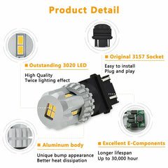 AUXITO 3157 3156 LED 3020-SMD 6000K White Backup Tail Reverse Light DRL Bulbs EA AUXITO