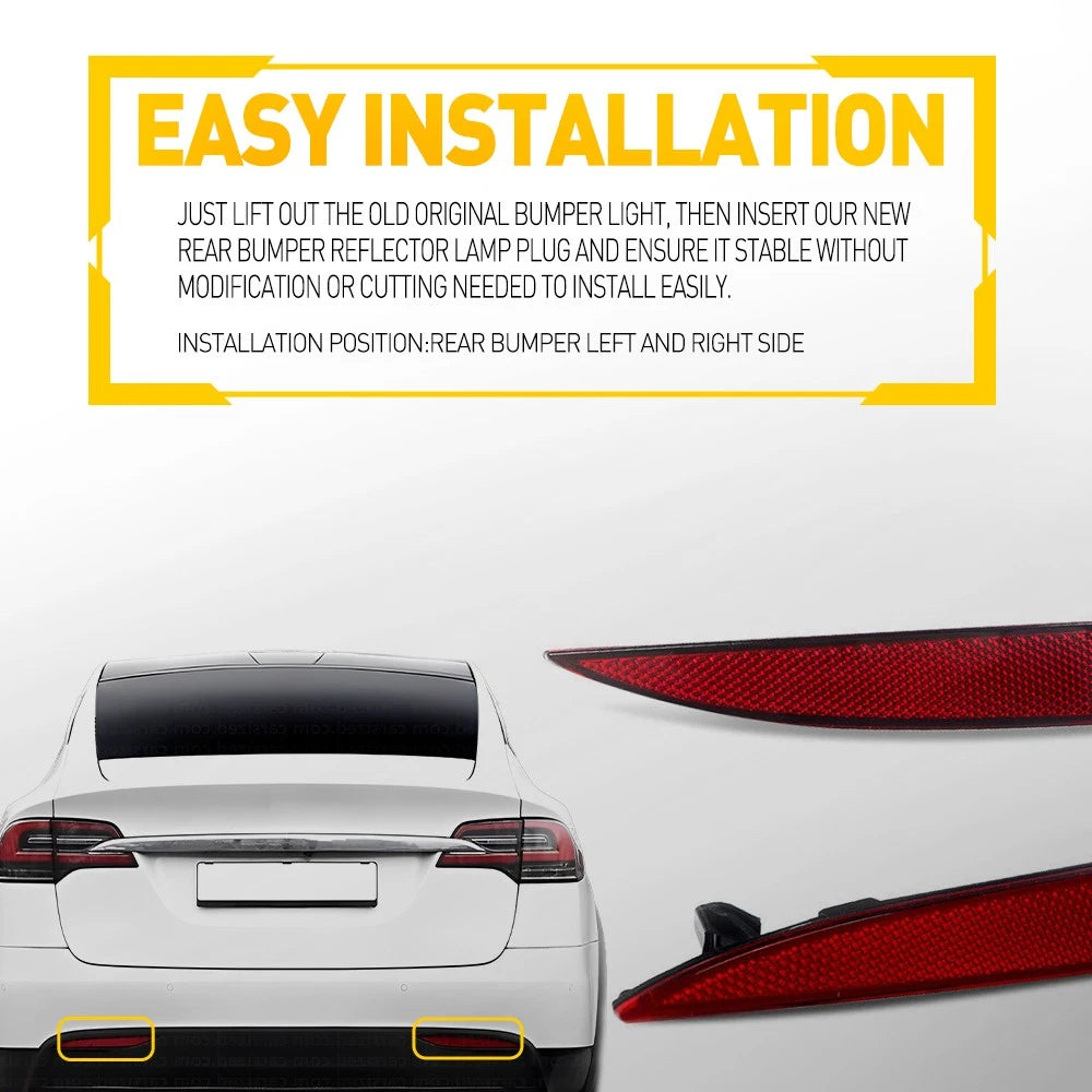 Pair For 2016-2023 Tesla X Model Rear Bumper Reflector Red Light 103 4342 00 C 6B93BC-57