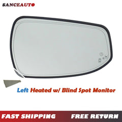 Left Heated Side View Mirror Glass W/ Blind Spot Monitor For Ford Fusion 2013-20 6B93BC-57