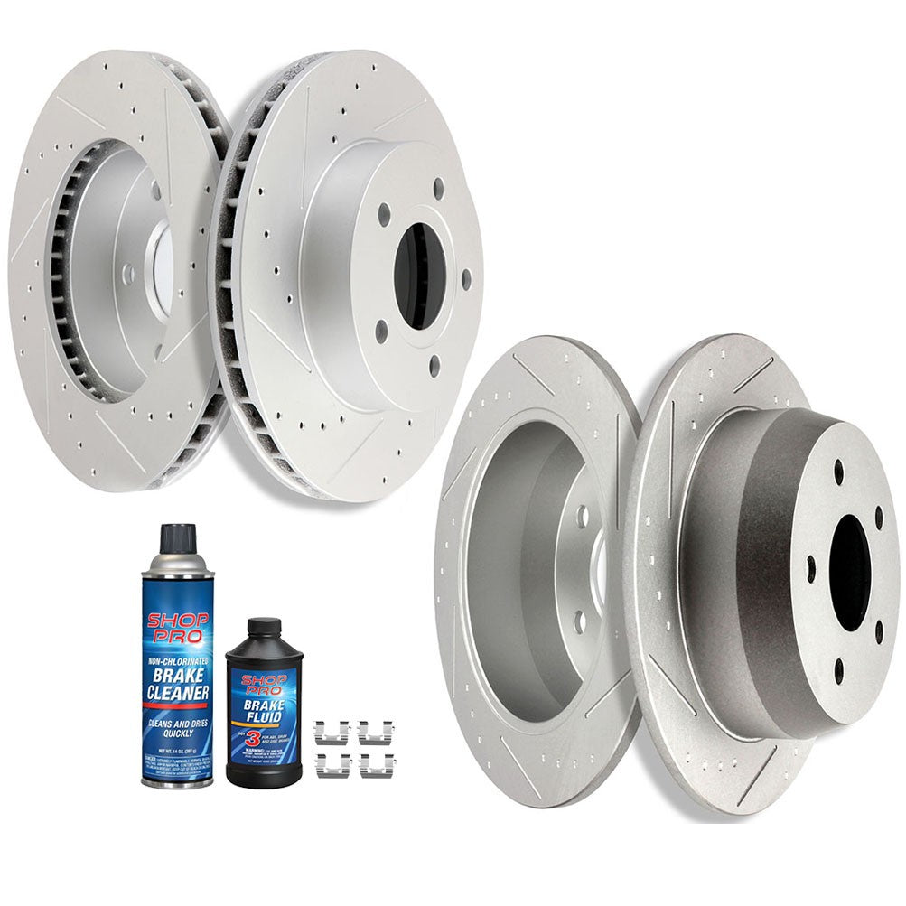 Front And Rear Drilled & Slotted Brake Rotors Kit For Grand Cherokee 1999 - 2004 KOEEP