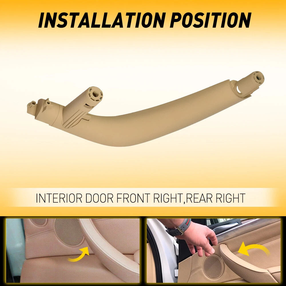 For BMW X5 E70 X6 14-18 Passenger Right Inner Door Handle Pull Trim Cover Beige 6B93BC-57