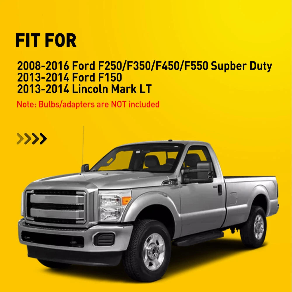 2pcs Smoke Lens Side Mirror Light Cover For 2008-16 Ford F250 F350 Super Duty EA 6B93BC-57