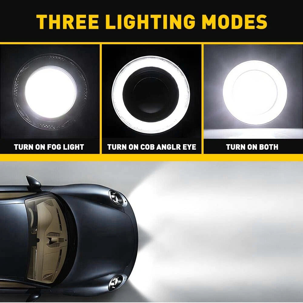2.5" Inch COB LED Fog Light Projector Car Angel Eyes Halo Ring DRL Lamp EOA 6B93BC-57