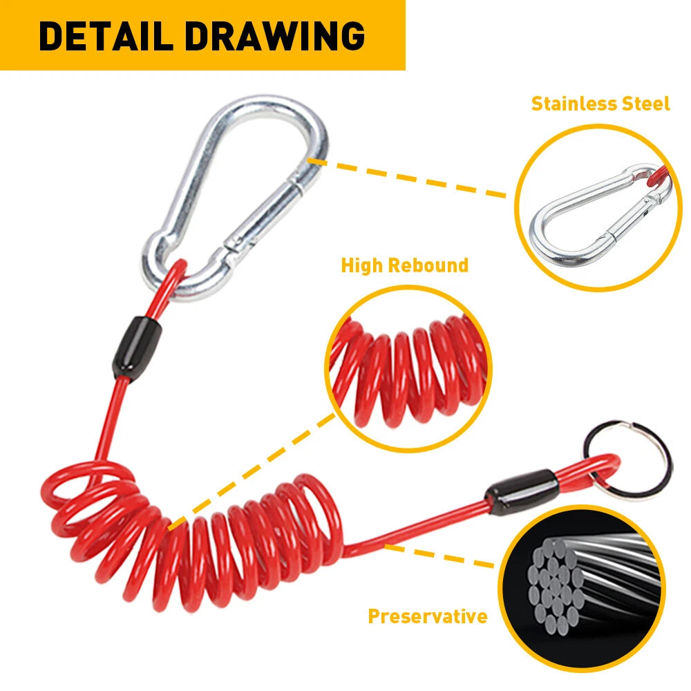 6FT Breakaway Trailer Cable Trailer Safety Spring Rope Coiled Brake Away Cable 6B93BC-57