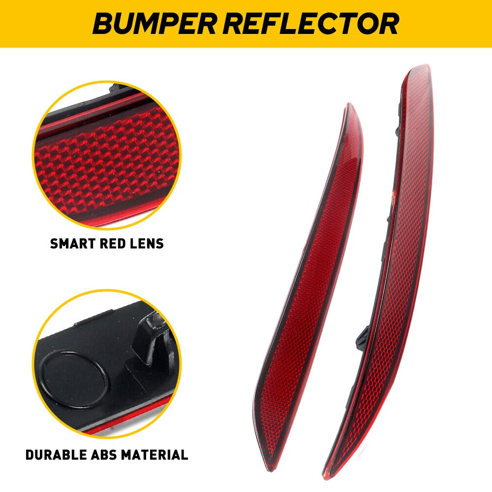 Fits 2017-2023 Model Tesla 3 Rear Bumper Reflector Lights Cover LH+RH Red AUXITO AUXITO