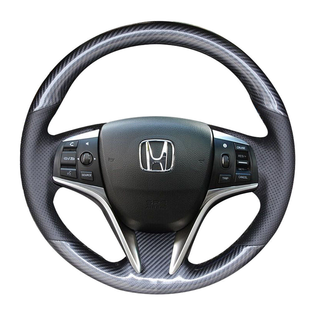 Carbon Fiber & Leather Steering Wheel Hand Sewing Wrap Cover For Honda Spirior