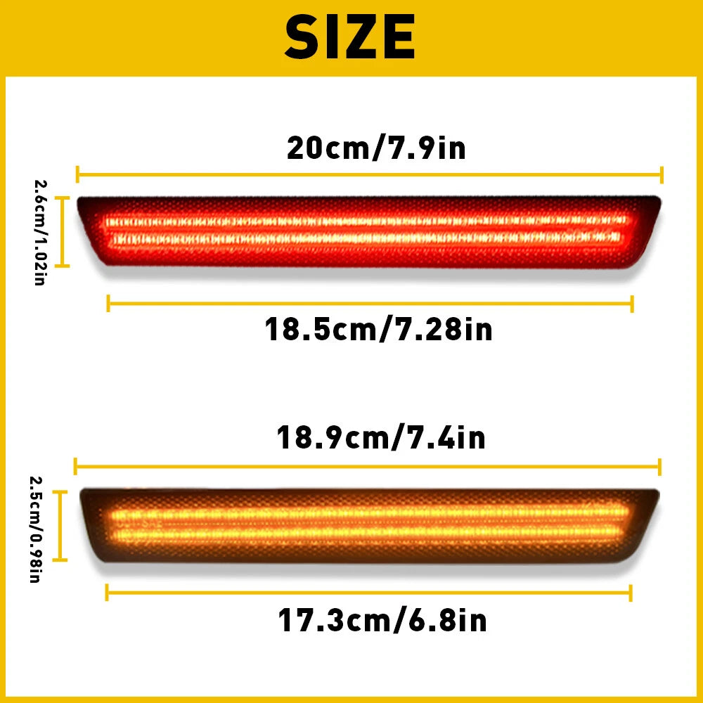 For 2015-22 Dodge Challenger Side LED Marker Fender Lights Amber&Red Front+Rear 6B93BC-57