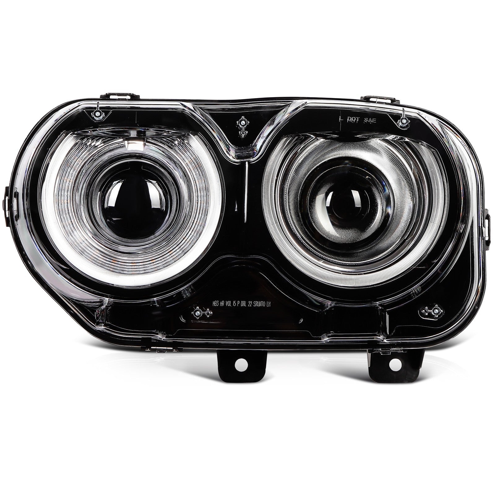 Pair Kit LED Black Headlights Assembly For 2015-2022 Dodge Challenger Black 6B93BC-57
