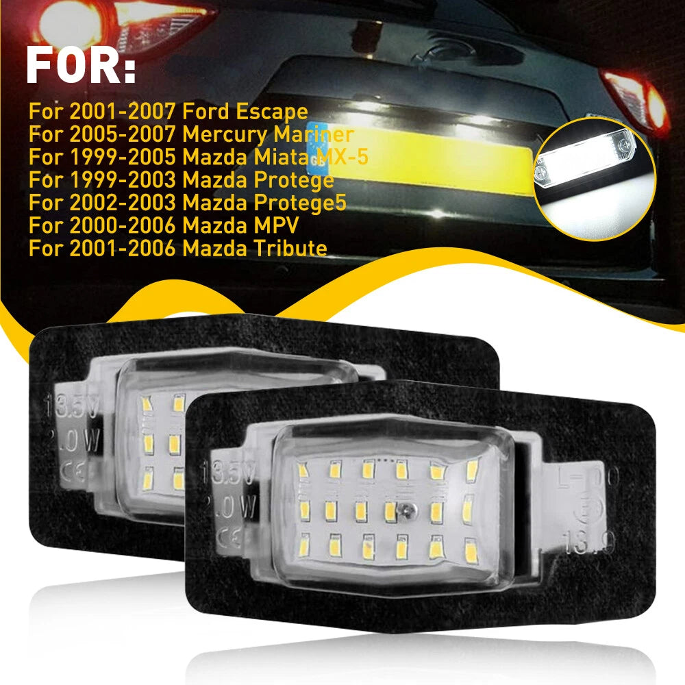 For Mazda Miata Tribute MPV Protege White LED License Plate Lights Lamps EOA 6B93BC-57