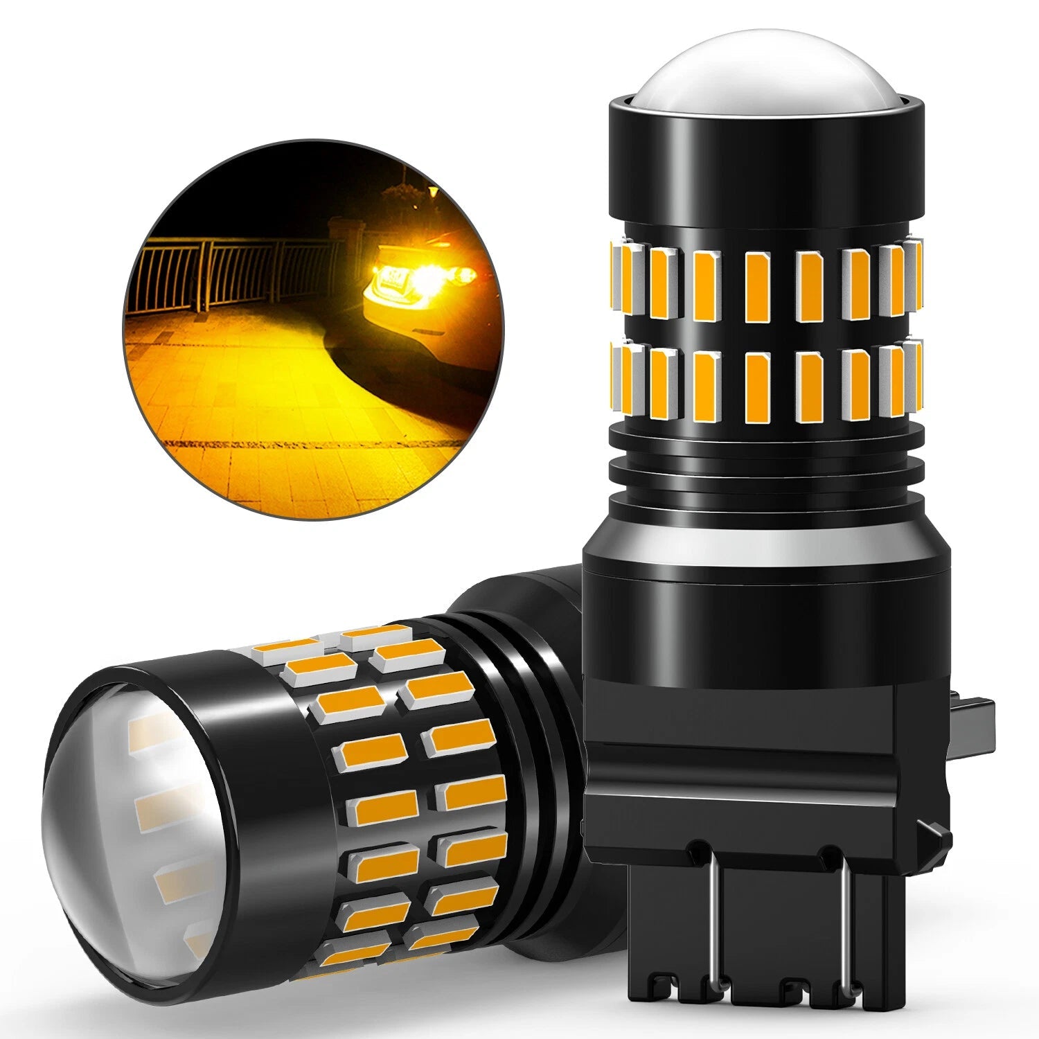 AUXITO NO HYPER FLASH 3157 3156 LED FRONT TURN SIGNAL PARKING LIGHTS BULBS AMBER AUXITO
