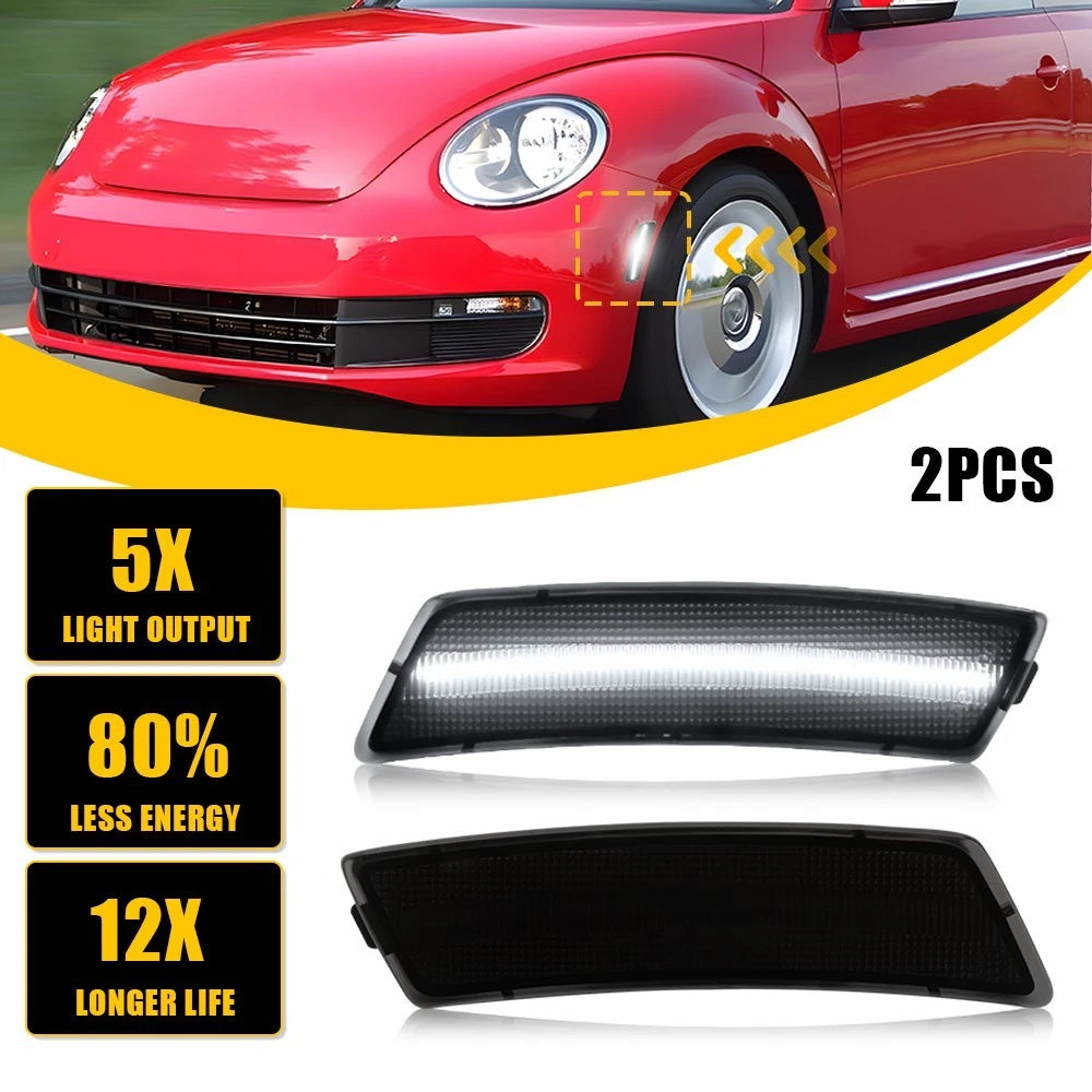 For 2012-2023 VW Beetle Tiguan Smoke White LED Bumper Side Marker Signal Light A 6B93BC-57