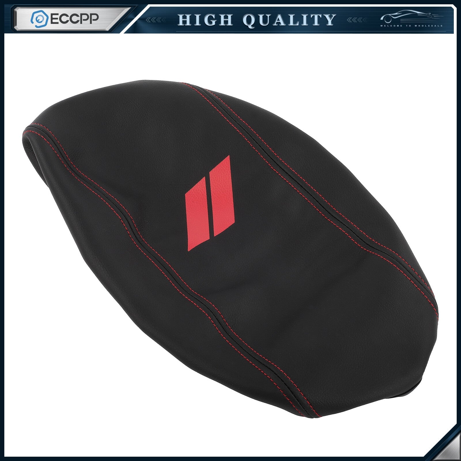 For Dodge Durango 2011-2020 Leather Center Console Armrest Cover Black Red Trim 6B93BC-57