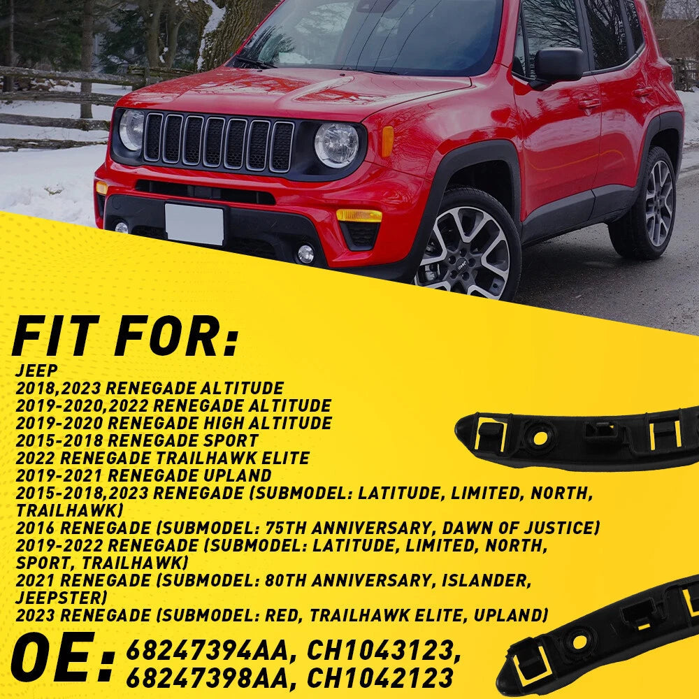 For 2015-2023 Jeep Renegade Front Bumper Support Bracket Side Retainer L&R Side 6B93BC-57